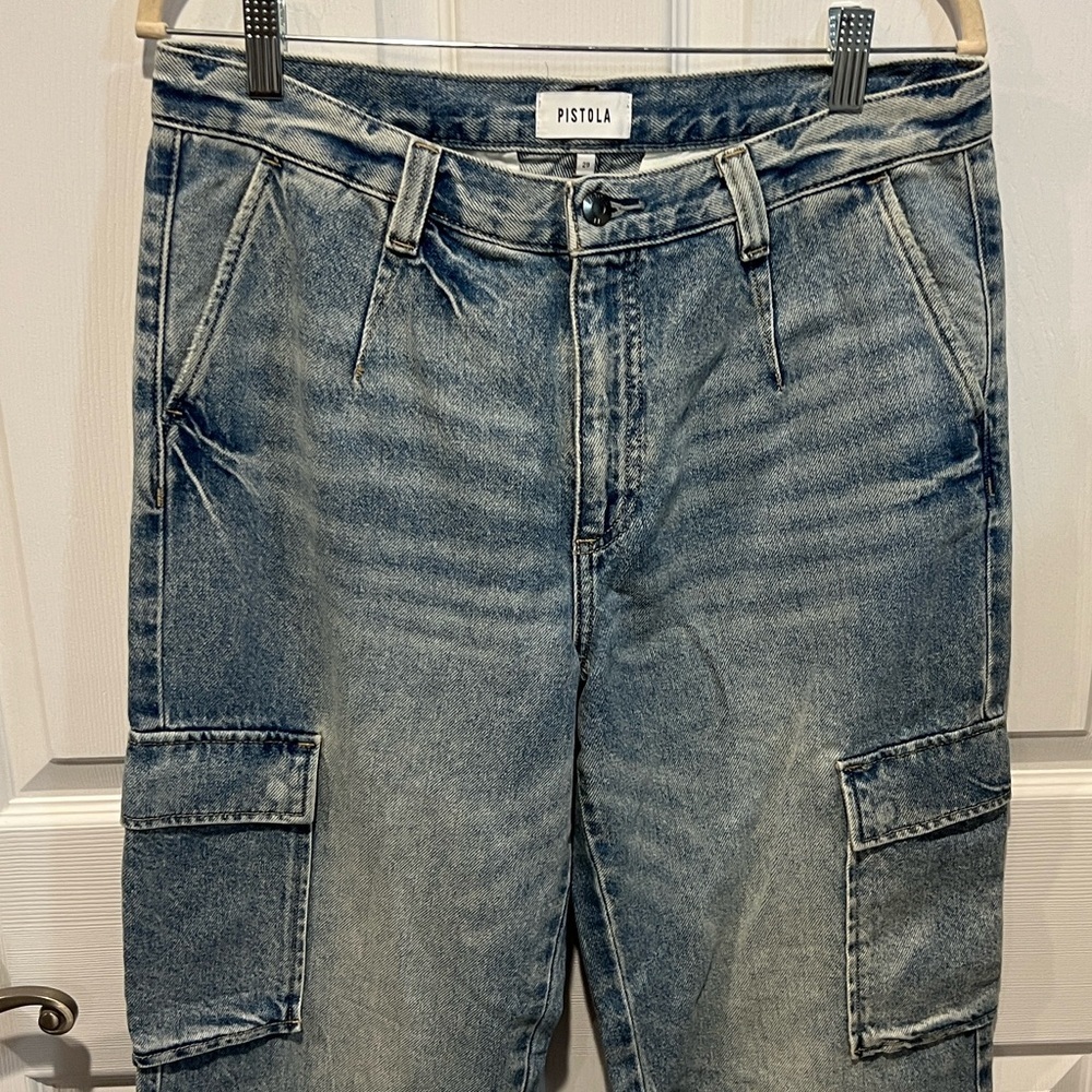 Pistola Bobbie cargo midrise loose straight denim jeans size 29 - Picture 3 of 9